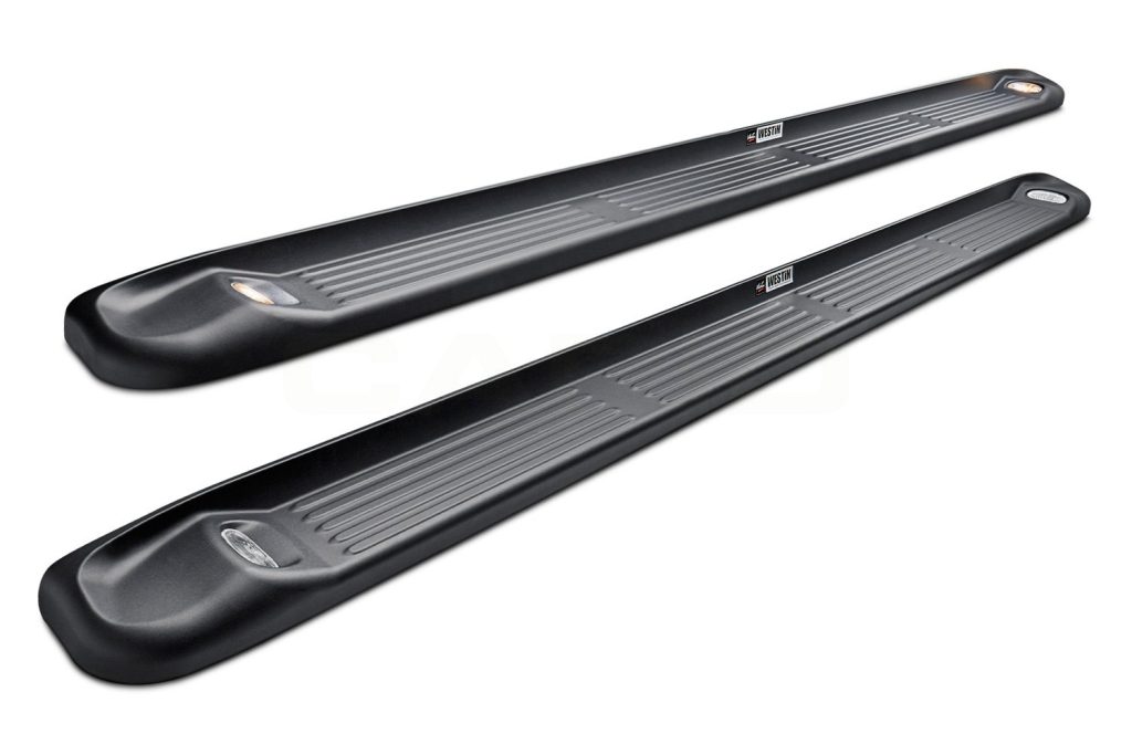 westin molded polymer black lighted running boards