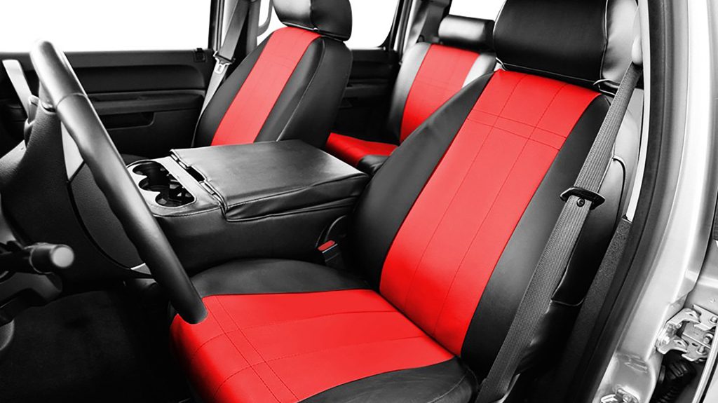 caltrend leather seat covers red black