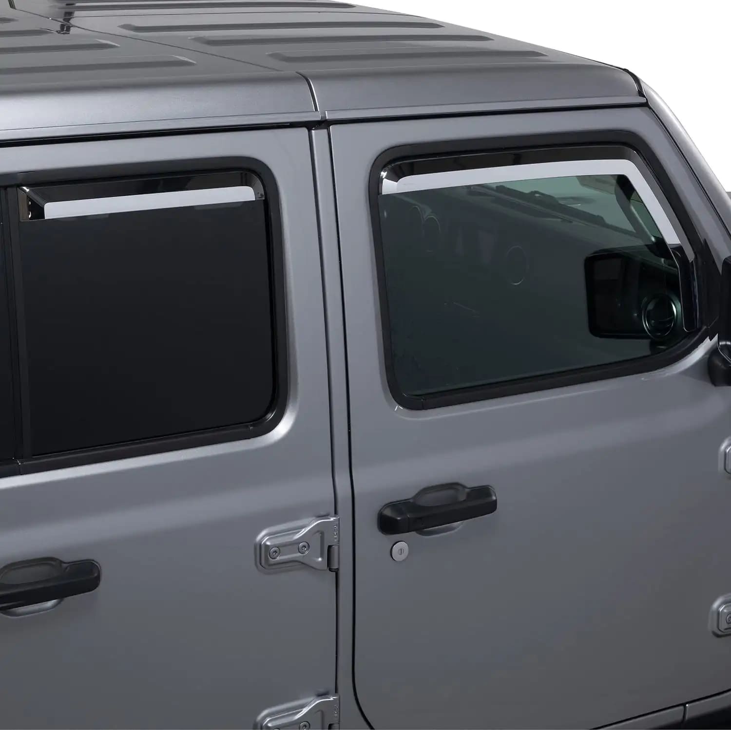 putco chrome side window deflectors jeep wrangler